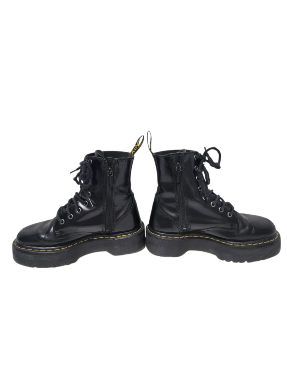 DR. MARTENS JADON Platform Black Leather Lace-Up Ankle Boots Size 6 Men's